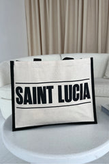 Saint Lucia Black Printed Large Tote