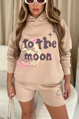 To The Moon Stone Premium Hooded Short Loungewear Set