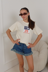Mini Training season ecru printed t-shirt