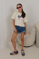 Mini Training season ecru printed t-shirt