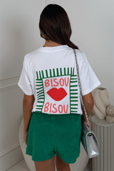 Biscou white printed heavyweight oversized t-shirt