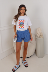 Sardinia white printed heavyweight oversized t-shirt