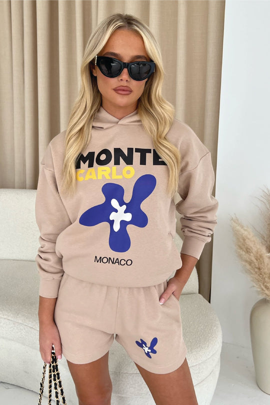 Monte Carlo stone Premium Hoodie Short Loungewear Set