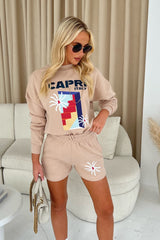 Capri Italy Stone Premium Sweater Short Loungewear Set