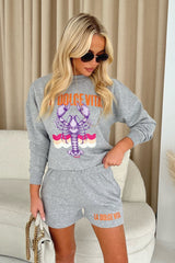 La Dolce Vita Melange Grey Premium Sweater Short Loungewear Set