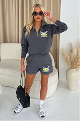 Paradise club steel grey Premium 3/4 Short Loungewear Set