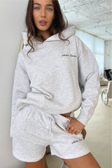 LSRE bubble marl grey printed premium relaxed hoodie