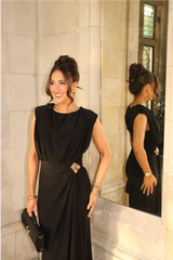 Leome black shoulder pad dress