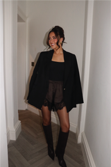 BROOKLYN CHOCOLATE WITH BLACK LACE TRIM SHORTS