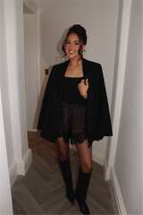 BROOKLYN CHOCOLATE WITH BLACK LACE TRIM SHORTS