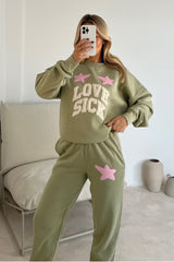Love sick sage embroidered sweater joggers premium loungewear