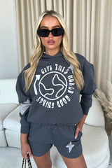 Good Energy Steel Grey premium hooded short loungewear set