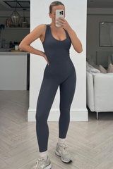 Rennay Dark Grey Sleeveless Bodycon Jumpsuit Leotards & Unitards