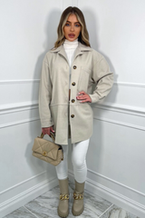 Tiesha Stone Button Up Shacket Jacket