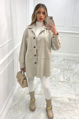 Tiesha Stone Button Up Shacket Jacket