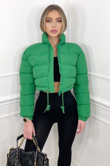 Karmin Green Crop Puffer Coat Coats & Jackets