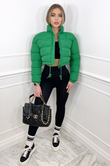 Karmin Green Crop Puffer Coat Coats & Jackets