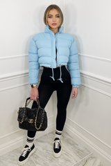 Karmin Baby Blue Crop Puffer Coat Coats & Jackets