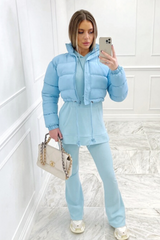Karmin Baby Blue Crop Puffer Coat Coats & Jackets