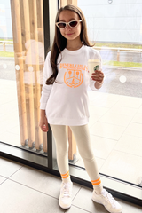 Mini White Beverly Hills Embroidered Sweater Co Ord