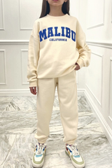 Mini Malibu Blue & Ecru Oversized Sweater Loungewear Set Loungewear