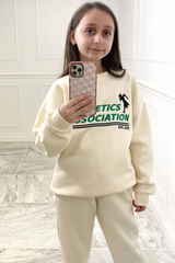 Mini Athletics Green & Ecru Embroidered Oversized Sweater Loungewear Set Loungewear
