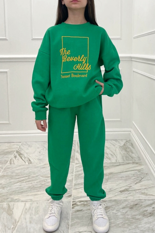 Mini sunset boulevard green & orange oversized sweater set