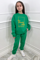 Mini Sunset Boulevard Green & Orange Oversized Sweater Set Loungewear