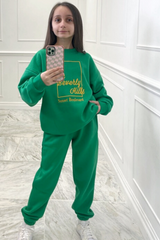 Mini Sunset Boulevard Green & Orange Oversized Sweater Set Loungewear