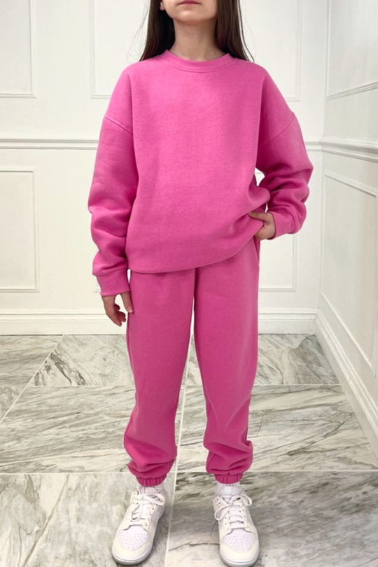 Mini hot pink essential sweater loungewear set