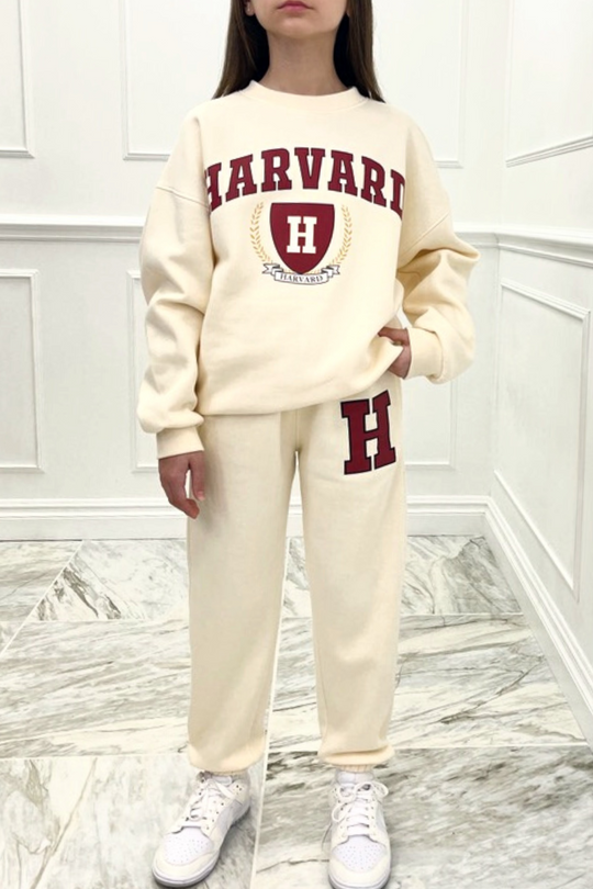 Mini harvard ecru oversized sweater loungewear set