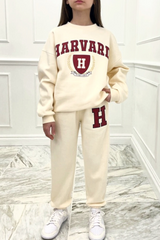 Mini Harvard Ecru Oversized Sweater Loungewear Set Loungewear