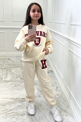 Mini Harvard Ecru Oversized Sweater Loungewear Set Loungewear