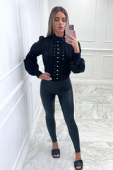 Kelsey Black Pu High Waisted Leggings Trousers