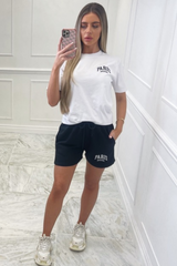 Paris madame white & black embroidered short co-ord Co Ord