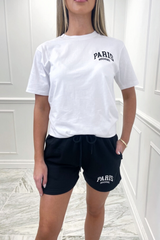 Paris madame white & black embroidered short co-ord Co Ord