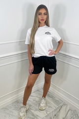 Paris madame white & black embroidered short co-ord Co Ord
