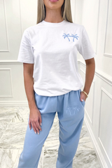 Palm Trees baby blue embroidered jogger co ord Co Ord
