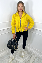 Elektra Yellow Hooded Zip Up Wind Breaker Jacket Coats & Jackets