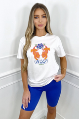 Wild Paris Tiger White Printed Tee Tshirt