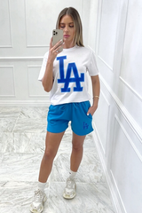 Los Angeles blue printed short co-ord Co Ord