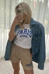 Paris madame blue & stone printed short co-ord Co Ord