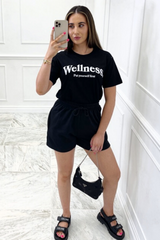 Wellness Printed Black Tee Tshirt