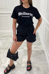 Wellness Printed Black Tee Tshirt