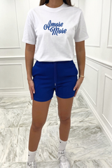 Amore Premium Embroidered White Tee Tshirt