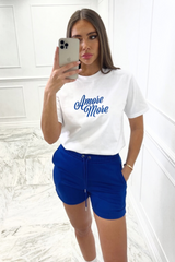 Amore Premium Embroidered White Tee Tshirt