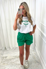 Saint Lucia Green Embroidered Tee Short Co Ord Co Ord