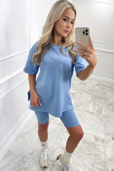 Katie blue cycling short coord Co Ord