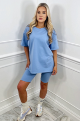 Katie blue cycling short coord Co Ord