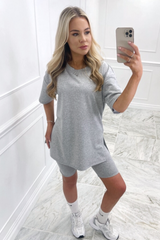 Katie grey cycling short coord Co Ord